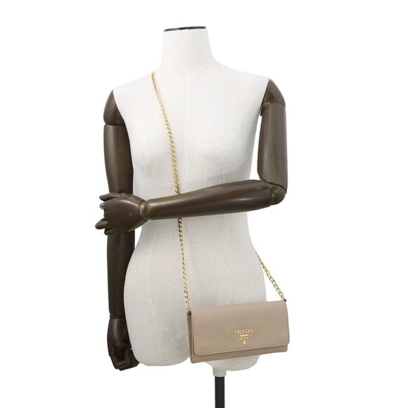 PRADA Vitello Move Chain Wallet Leather Beige 1BP290 - Picture 4 of 15